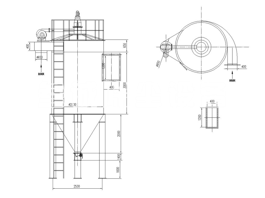 山东zc-72机械回转反吹布袋除尘器总图